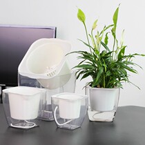 Green Lori Water Bacon Sloth Flower Pots Clear Cabin Square Automatic Water Absorption Flower Pot Plastic Resin Transparent Flower Pot Free Watering Flowers