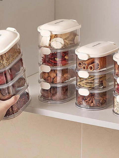 Spice Storage Box, Food-Grade, for Home Kitchen Use, Suitable for Storing Sichuan Pepper, Aniseed, Seasonings, and Dry Ingredients, Sealed, Moisture-Proof, Multi-Layered