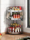 Stainless steel kitchen corner storage rack oil, salt, sauce, vinegar tripod, seasoning supplies, wall corner storage knife holder