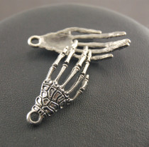 15pcs Silver Color Skeleton Hand Charms Metal Halloween Pend