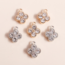 10pcs 12*14mm Plant Pendants Crystal Flowers Charms Necklace