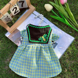 AW Pet Dog Cat Green Plaid Skirt Cat Dog Teddy Bichon Pomeranian Poodle Pet Spring and Summer Clothing