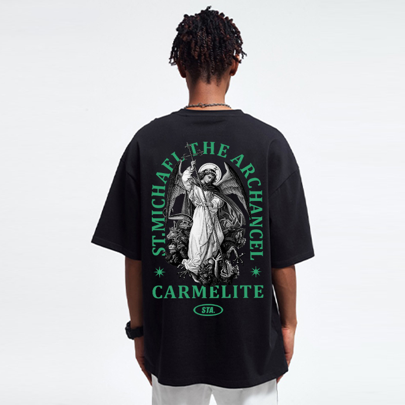 Sta American Summer Casual Trendy Brand Saint Michael Angel Retro Street Couple Tops Men's and Women's Short-Sleeved T-Shirts