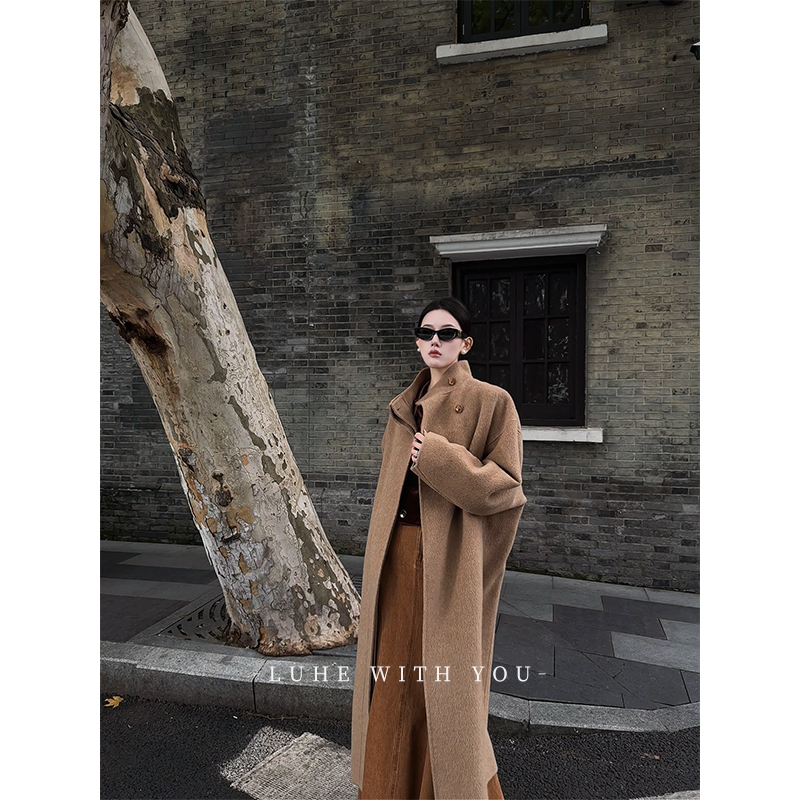 Luhe [Impression Manhattan] Melard Long Wool Double-Sided Woolen Coat for Women