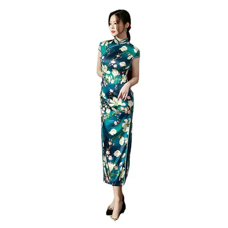Платье чипао/кюпao 2022 осень новая шёлк Ийсай Qipao три четверти
