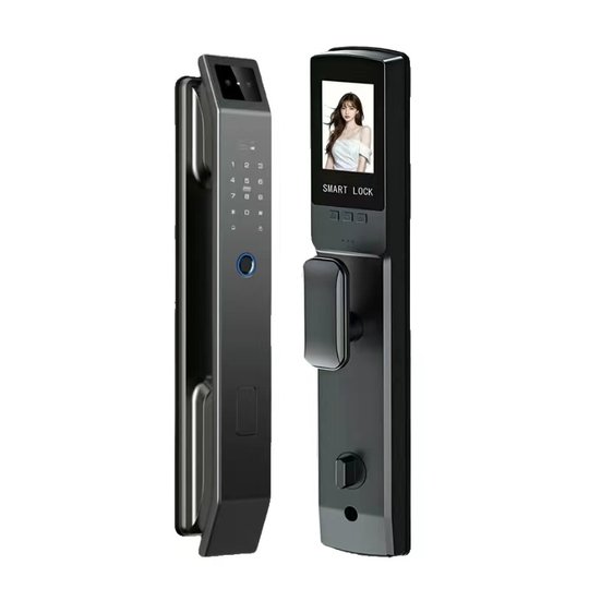 户外防水双开门锁人脸识别智能门锁全自动指纹锁对开门锁监控门锁