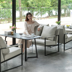 Retro Cafe Tables and Chairs Iron Milk Tea Shop Tavern Qingba Casual Reception Club Commercial Single and Double Trio