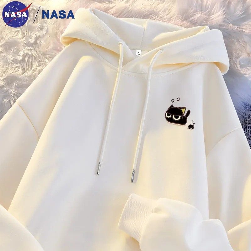 NASA联名罗小黑战纪2连帽卫衣加绒加厚上衣宽松休闲保暖上衣外套