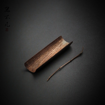Walnut tea set of two high-end solid wood teaspoons lotus tea shovel Zen tea spoon bamboo tea puller and tea thrower