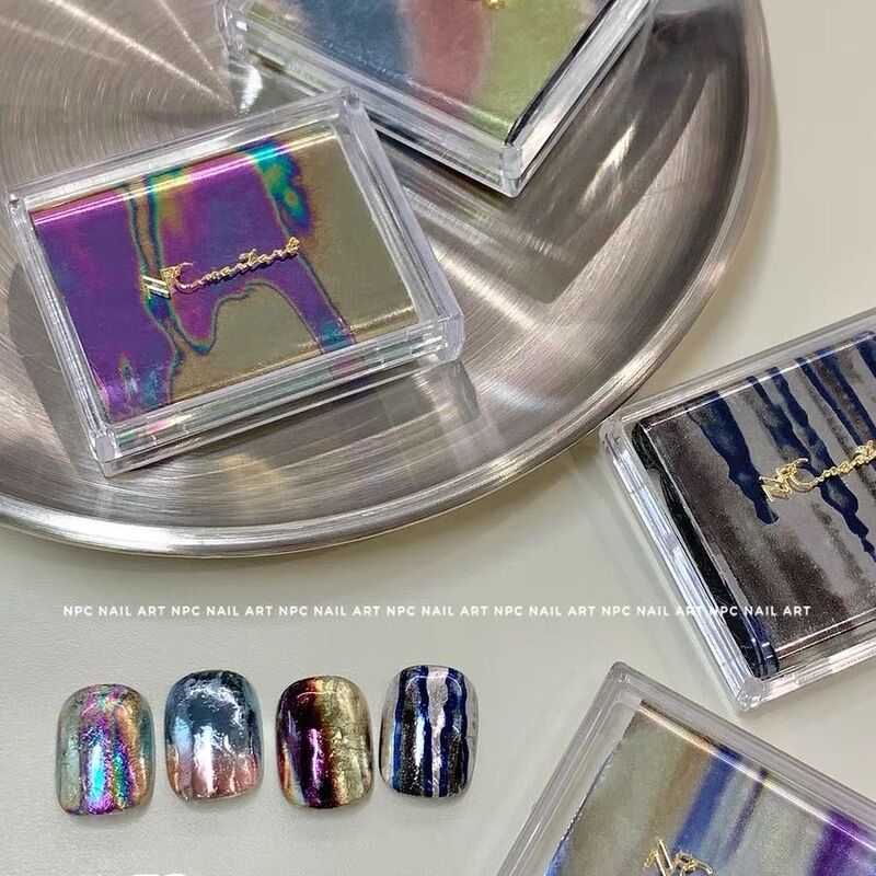 Psychedelic Dye* Colorful Laser Metallic Smudge Art Nail Quick Transfer Paper Nail Decorations DIY Accessories