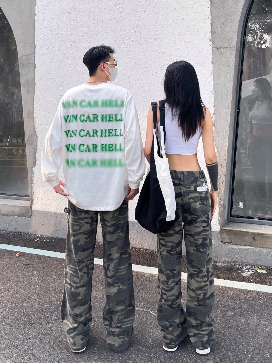 美式高街迷彩休闲工装裤男宽松直筒军绿设计感小众百搭情侣长裤子详情8