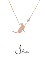 Ju Smith original jewelry Cat Lady series Pearl Cat silver plated 18K rose gold parent-child necklace