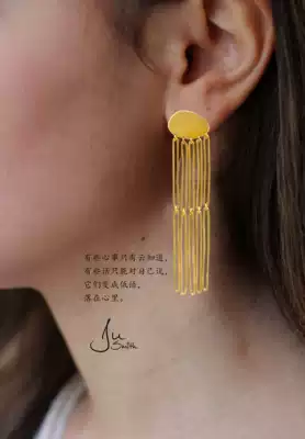 Ju Smith original design Vintage retro series silver plated 24k gold large tassel cloud earrings