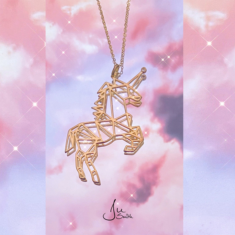 Ju Smith niche designer original brand Not alone Unicorn Light luxury diamond gold plated long necklace