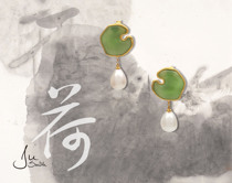 Ju Smith original jewelry Lotus series Jasper Pearl two wear silver plated 24k gold earrings