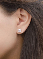 6MM natural flawless freshwater pearl silver plated 18k platinum earrings to send anti-shedding silicone ear rest