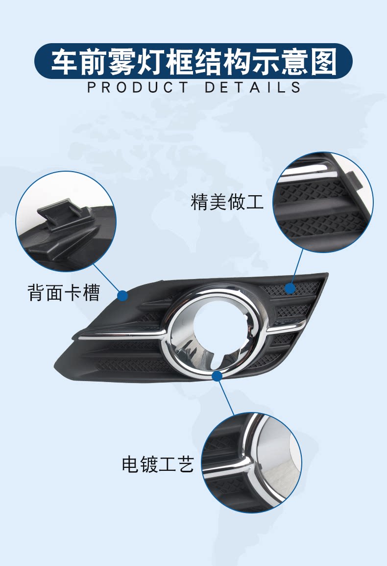 Gm1039172 Is Suitable for 13-15 Buick Encore Fog Light Frame with Bright Strip and Bright Circle
