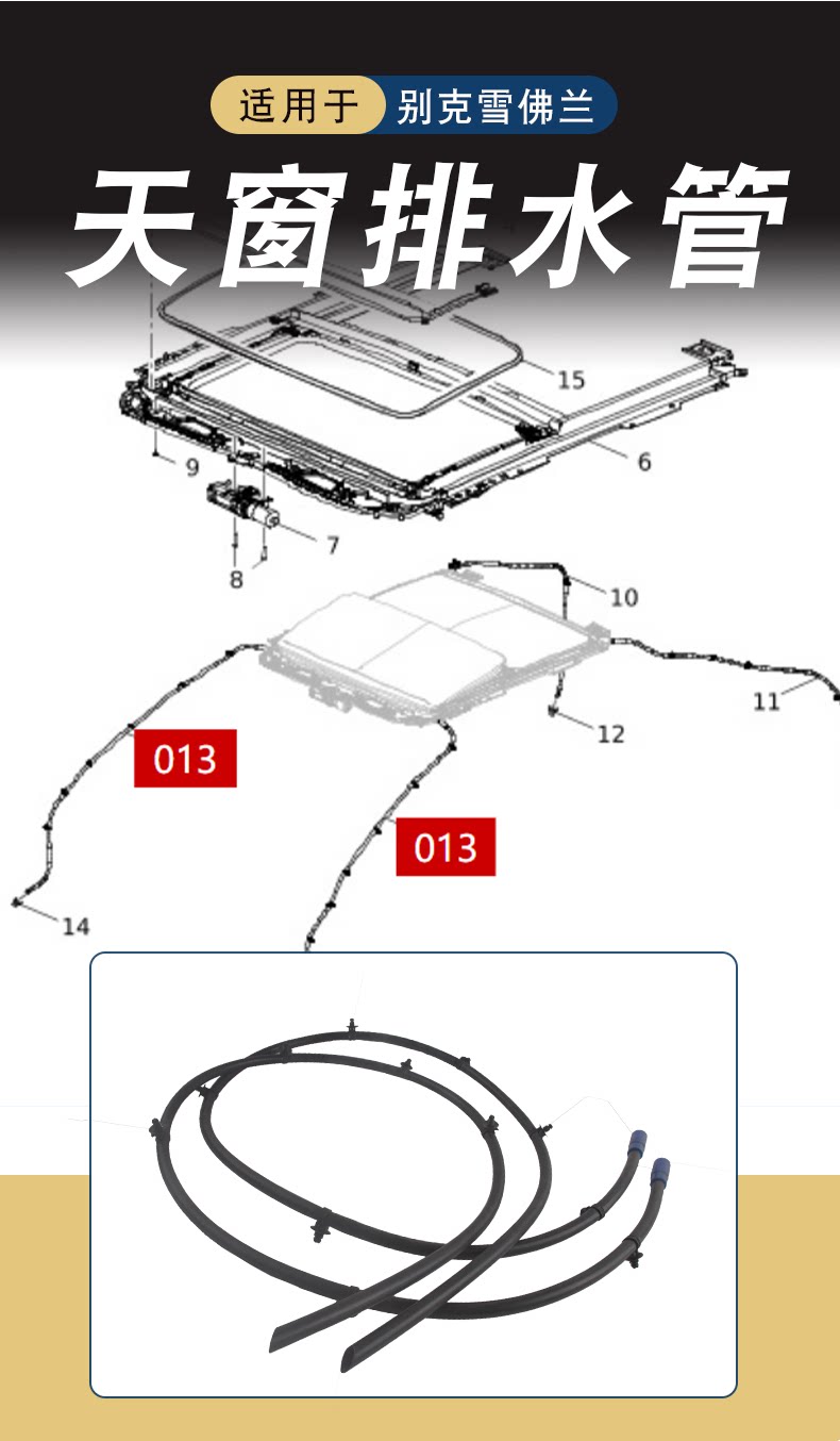 Suitable for Buick New Yinglang Yuelang Sunroof Drainage Pipe Cruze Covoz 684534250827