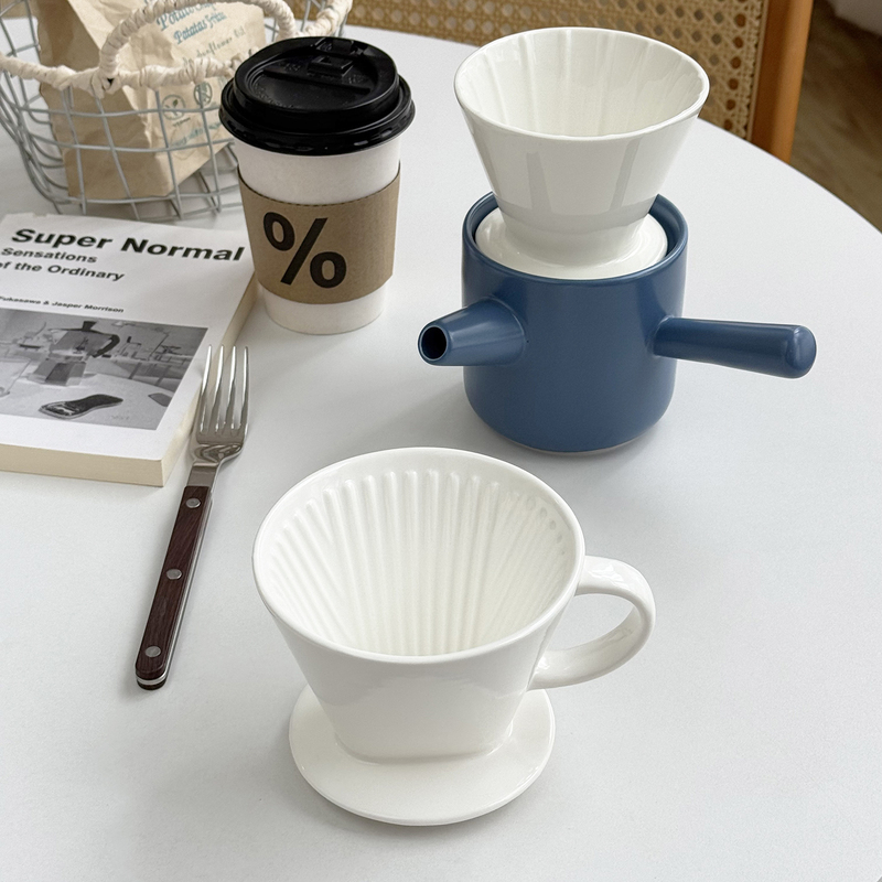 Anmu Liangpin Foreign Trade Export to Korea ins Minimalist Ceramic Coffee Filter Paper Dripper Set Coffee Filter Pot