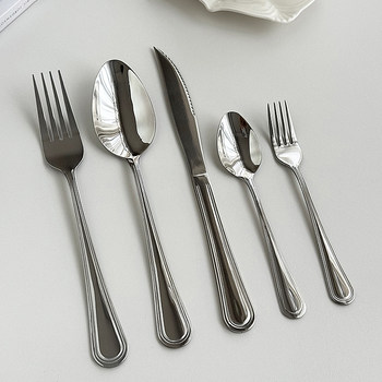 Anmuliangpin french simple and light luxury stainless steel knife and fork spoon set western steak pasta tea spoon fork