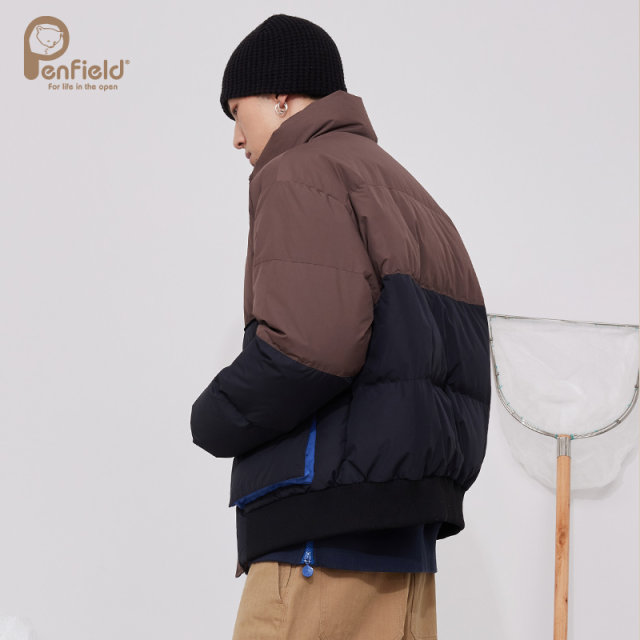 Penfield Panfei Bear Winter Mountain Series Outdoor Contrast Color Stand Collar Chest Embroidered Short Down Jacket