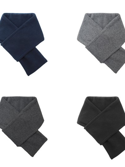 摇粒绒围巾男士冬季保暖纯色围脖套防寒户外徒步抓绒骑行围脖女款