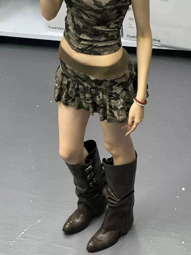 Y2K Camouflage Skirt Slim Fit Harajuku Rock Style - Taobao product photo 5