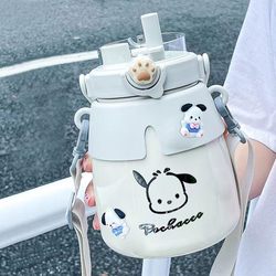 Women's Hit Style Large Capacity Double Drink Cold Water Cup with Straw Portable 1000ml New arrival Big Belly Cup