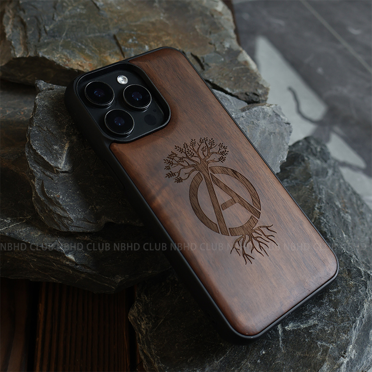 Wood Luxury Anti-Fall NEIGHBORHOOD NBHD / Tree Logo Plus/Pro/Max – 16, 15, 14, 13, 12 iPhone Case