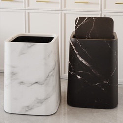 Trash Can Household High-Looking Living Room Bedroom Kitchen Imitation Marble Flip-Top Office Commercial Large-Capacity Paper Basket