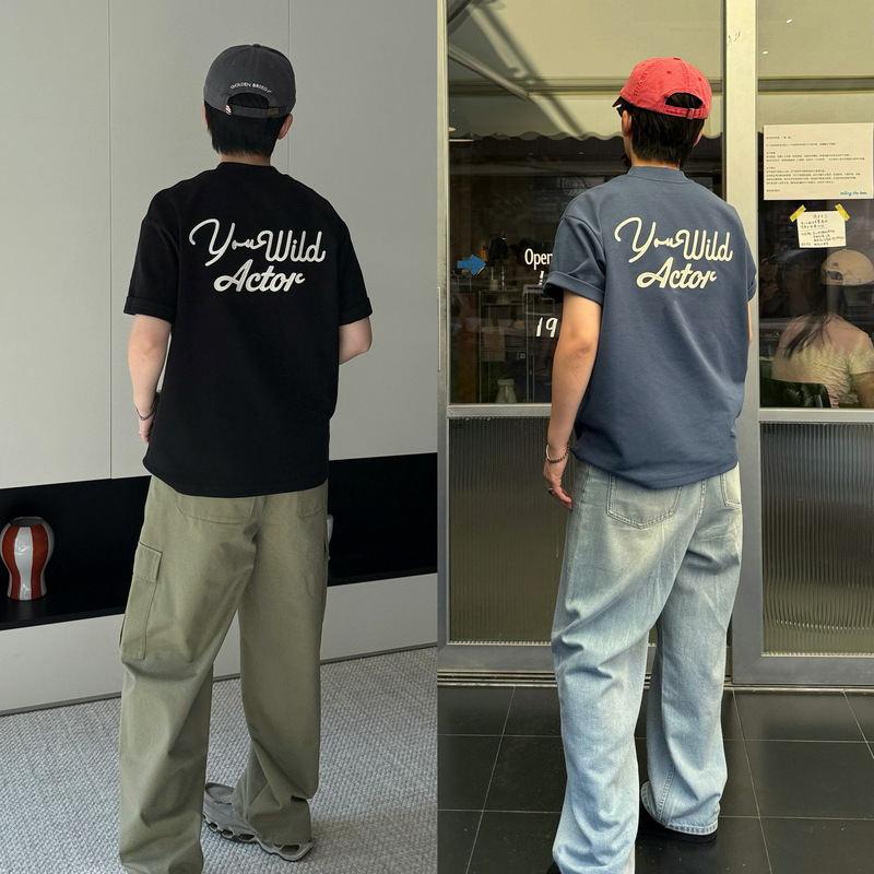 Dnocat【Wild Actor】Small Neckline Xinjiang Long-Staple Cotton Embroidered Slightly Short Loose Casual Short-Sleeved T-Shirt Dnocat【Wild Actor】Small Neckline Xinjiang Long-Staple Cotton Embroidered Slightly Short Loose Casual Short-Sleeved T-Shirt
