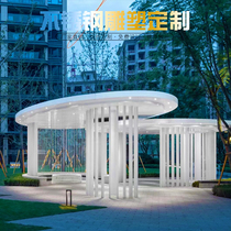 Large stainless steel metal gallery custom-made abstract sales office pavilion grille shape leaf steel structure sketch