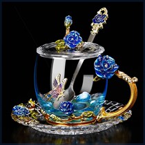 Inner soft cloud body enamel water cup heat-resistant glass coffee tea cup childrens flower tea cup household cup 0