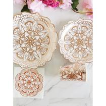 Disposable Rose Paper Dinner Plate Picnic Paper Plate Banquet Afternoon Tea Tableware Paper Cup Holiday Party Supplies Set