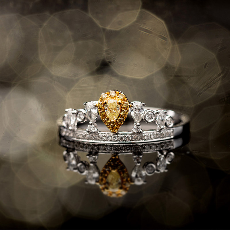 (Linger recommended style) 18K Diamond Crown Yellow Diamond Ring 14#-21#