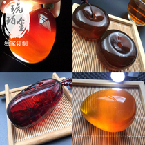 Rice wax amber beeswax conforms to the shape without engraving water drop type Burmese amber pendant for women sweater chain pure natural blood