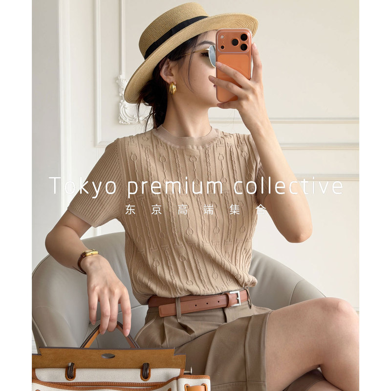 Old Money Style Outfit~ 2026 Spring and Summer New High-Quality Lyocell Short-Sleeved Knit Top Slimming T-Shirt for Women