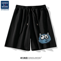 Summer Group GENIOLAMODE Sport Shorts Men's Basketball Trendy Ins Loose Men's Little Monster Quarter Pants