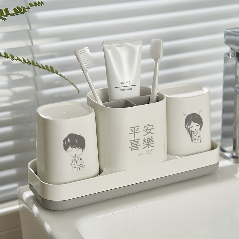 Toiletries Cup Toothpaste Shelve for washing and toothbrushing cups Cartoon Cute Creative Couple Suit Home Toilet 