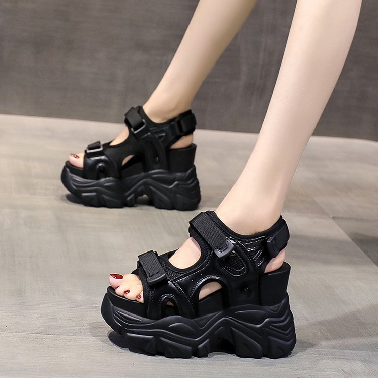Women's Wedge Sandals for Summer, Thick-Soled, 2026 New Model, Waterproof Platform, Platform Style, for Petite Women, Ultra-High Heel, Height-Increasing, Slimming, 11cm