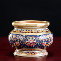 Enamel color for Buddha burning incense burner home large censer room for Guanyin sandalwood incense line incense burner holder ornaments