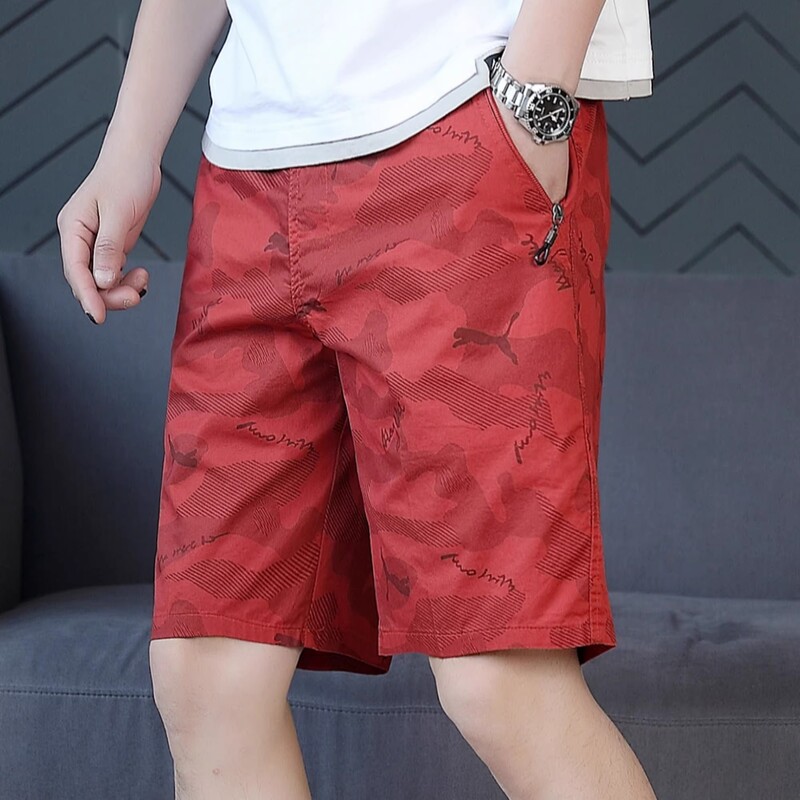 Red Camouflage Shorts for Men, Summer Thin Straight-Leg Knee-Length Shorts, Trendy Outdoor Beach Shorts, 2026 Printed Pure Cotton Mid-Length Pants Red Camouflage Shorts for Men, Summer Thin Straight-Leg Knee-Length Shorts, Trendy Outdoor Beach Shorts, 2026 Printed Pure Cotton Mid-Length Pants