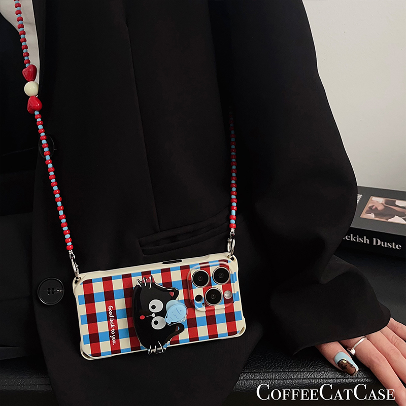 The Charm of Red and Blue~ Original Rotating Fish Cat Stand Suitable for Apple 16 Pro Phone Case Crossbody Xiaomi 15 Ultra Chain Huawei Mate 70 Strap Crossbody Honor Magic 7 Lanyard