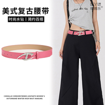 American high street new futuristic niche belt mens and womens trendy versatile design jeans punk metal belt