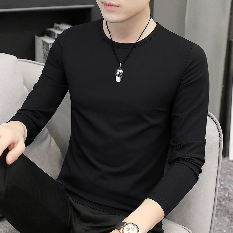 2 Pieces】Modal High-End Long-Sleeve T-Shirt for Men, Autumn Clothing with Fleece Lining, Warm Base Layer, Inner Wear, Autumn Outfit for Men
