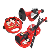 Winter yourself childrens toy musical instruments Three sets of small horn babies blow the instrument small guitar beginner to play the bell drums