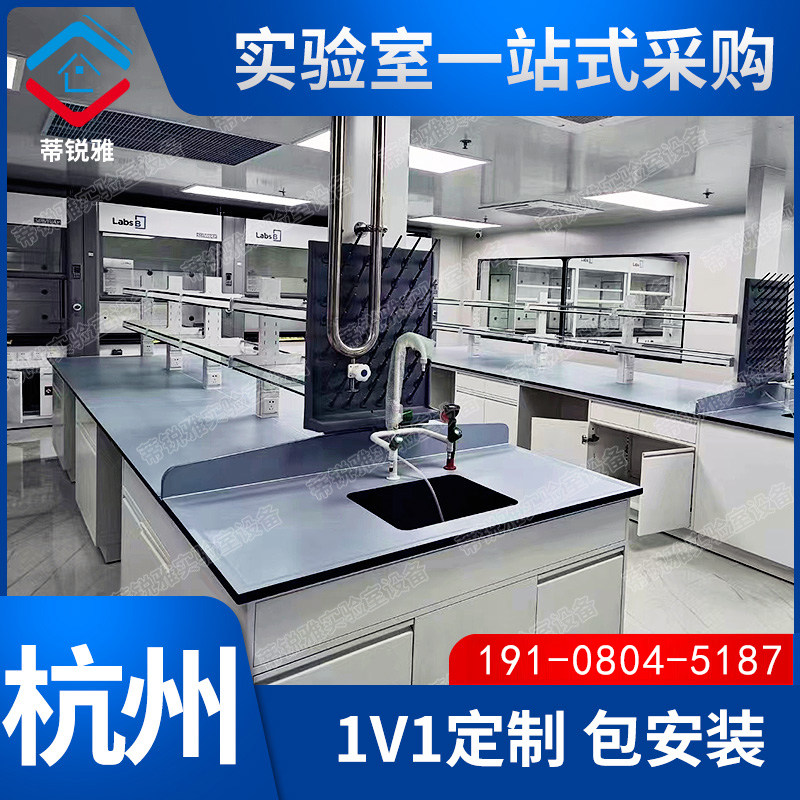 杭州实验室工作台钢木边台水槽试剂架中央台化学试验桌全钢通风柜