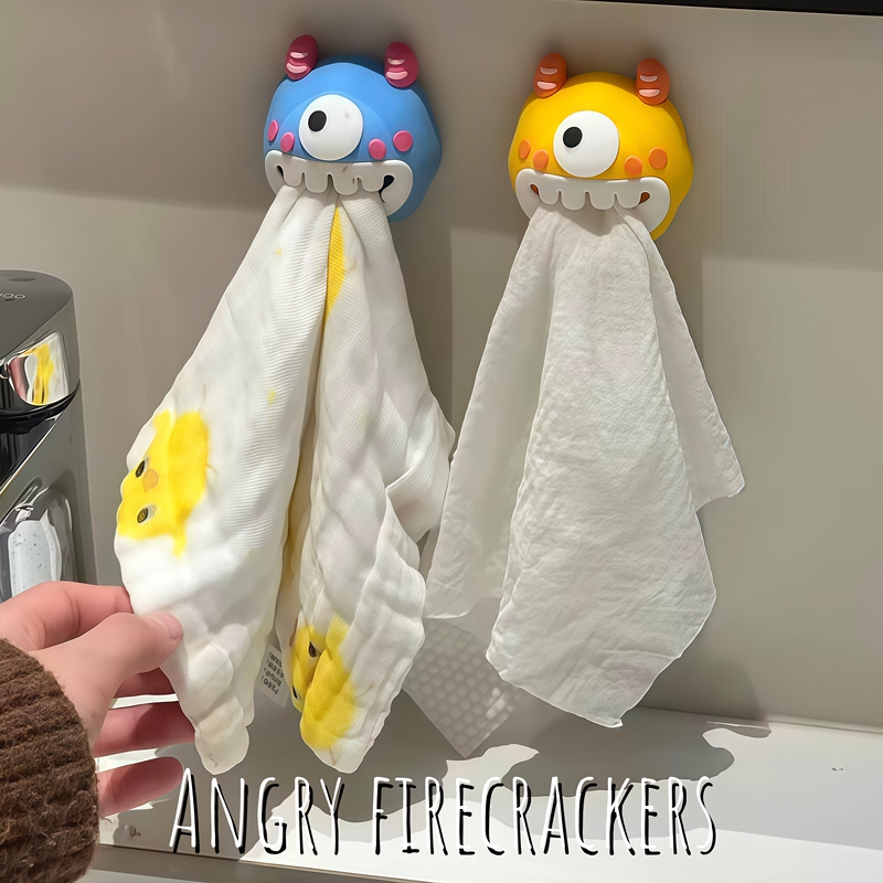 Little Monster Face Towel Storage Box Wall-Mounted Bathroom Waste Cotton Towel Hook Bathroom Towel Rack