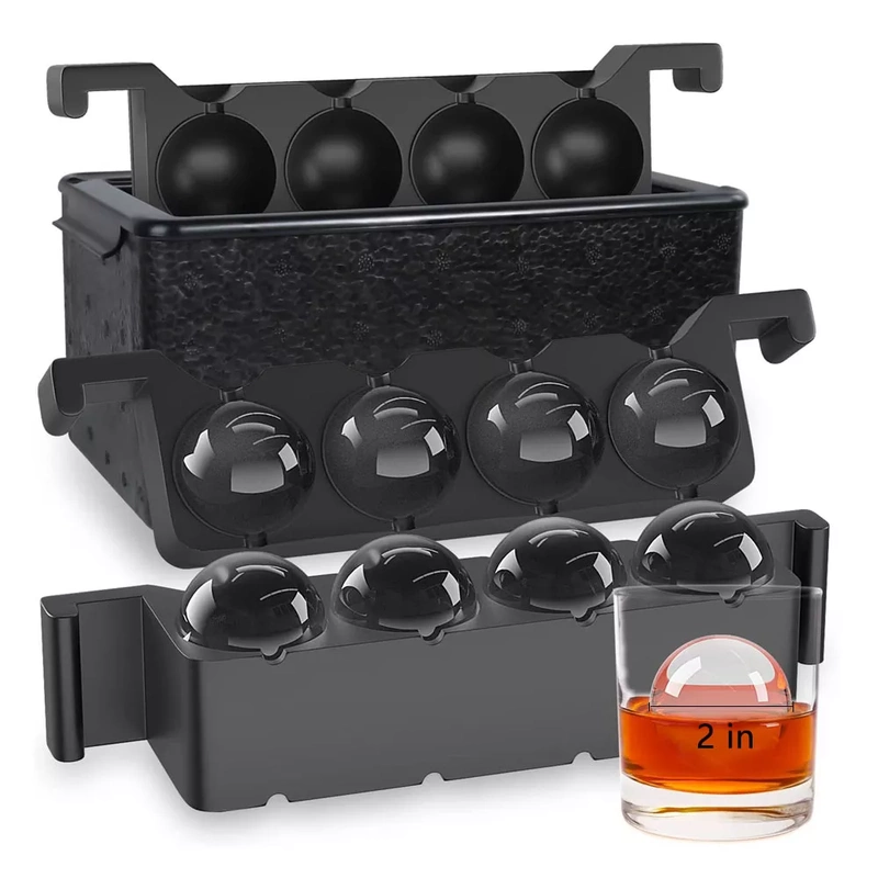 8-Piece High-End Transparent Bubble-Free Ice Mold for Bars, Whiskey-Specific 5cm Large Ice Ball Silicone Ice Cube Tray