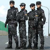 Spring and summer python camouflage clothing male student full military training suit female team performing work clothes work wear in autumn